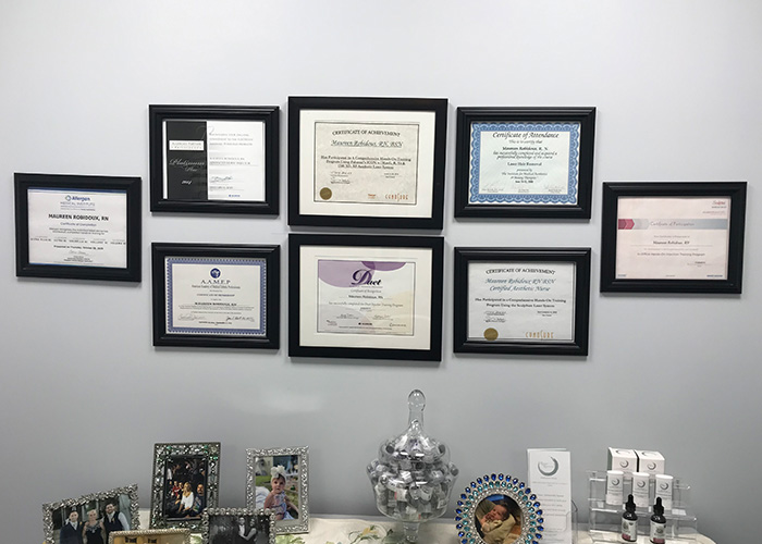 wall with awards